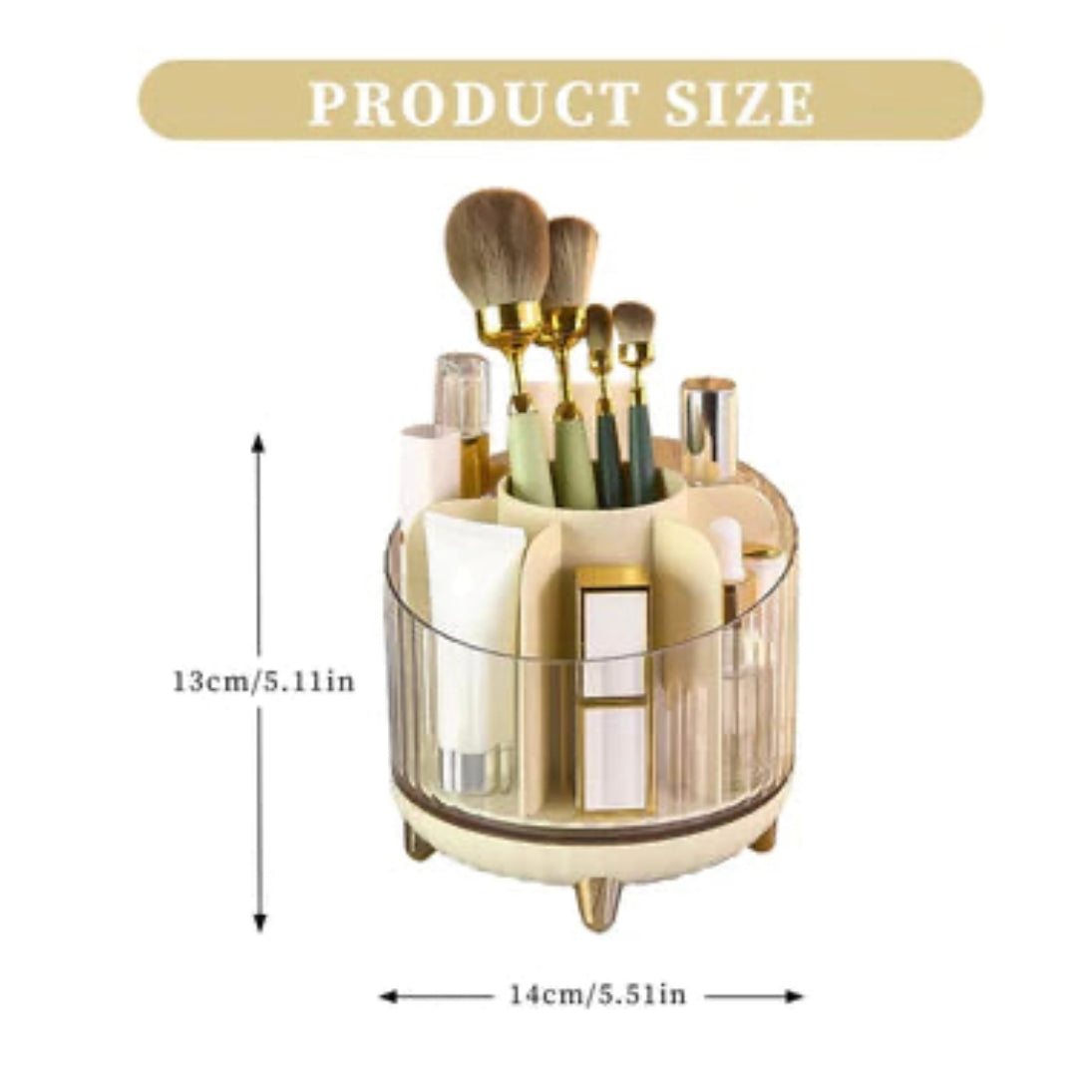 Transparent Rotating Makeup Brushes Holder Storage Organizer