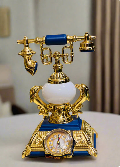 Golden Telephone Lamp Clock For Decoration