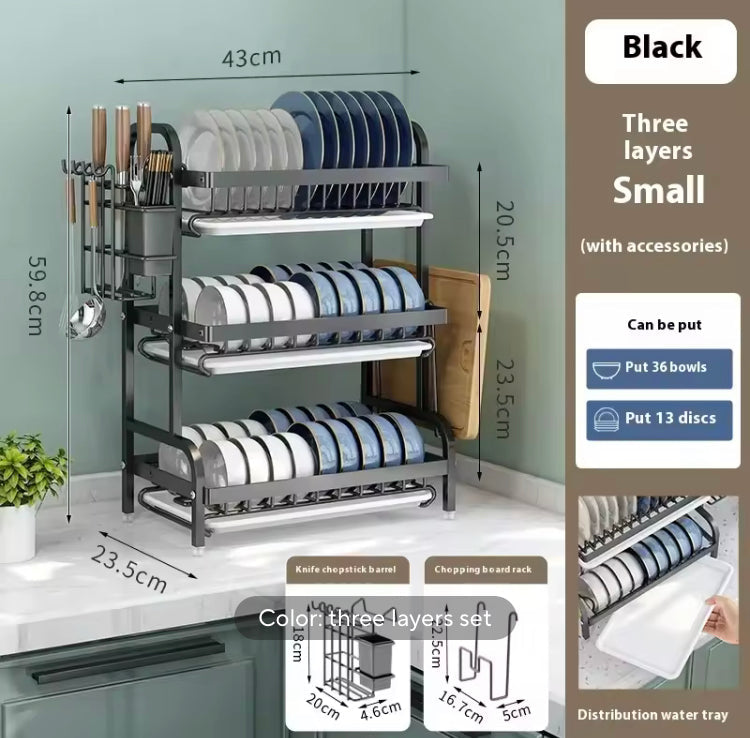 Metal Black Dish Draining Rack Stand