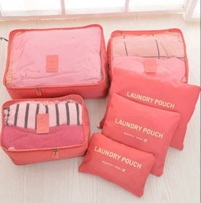 6 Pcs Travel Pouches Set Storage Bag