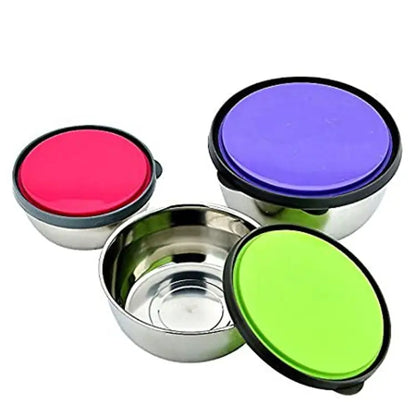 Stainless Steel Colourful 3 pcs Bowl Set