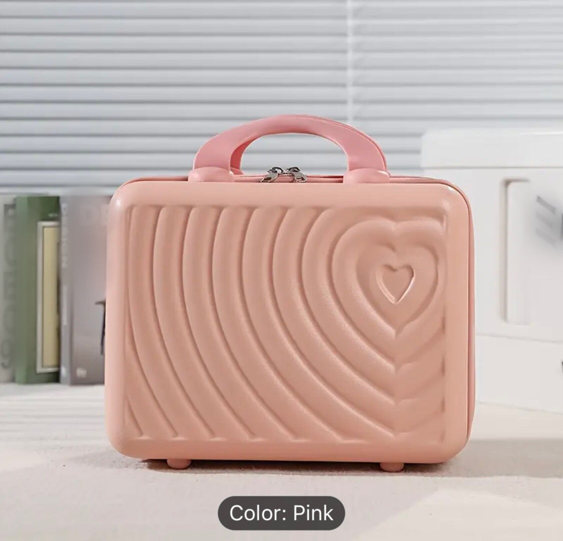 Pink Heart Design Travel Makeup Bag