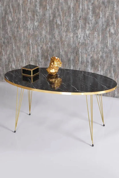 4 Pcs Modern Black with Marble Table Set