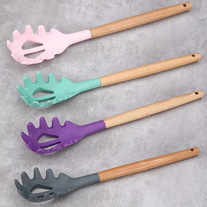 Silicone Pasta Spoon with Wood Handle