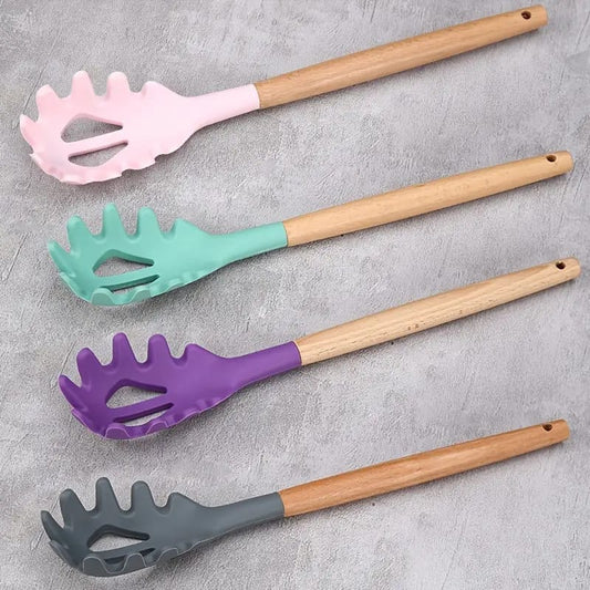Silicone Pasta Spoon with Wood Handle