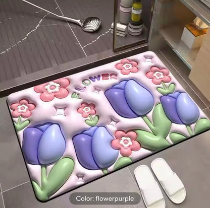 Non-Slip Flower 3D Mat