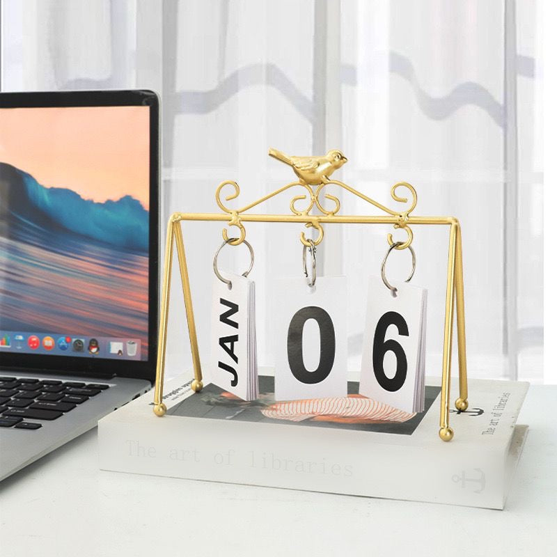 Metal Bird Office Desk Calendar for Home