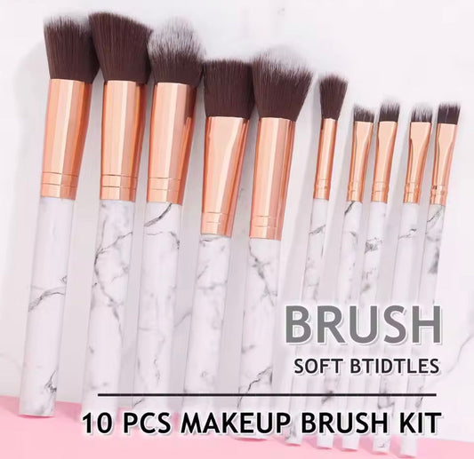10 pcs Marble Makeup Brushes Set