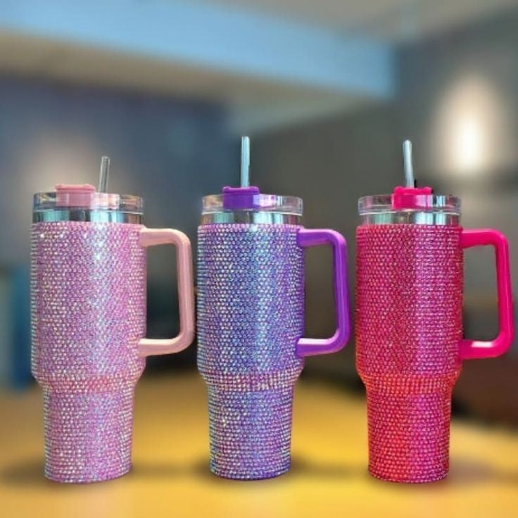 40oz Rhinestone Tumbler with Lid and Straw