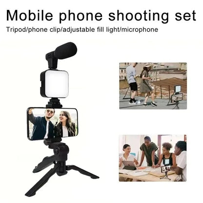 3 in 1 Vlogging Kit with LED Light,Mic and Remote Control