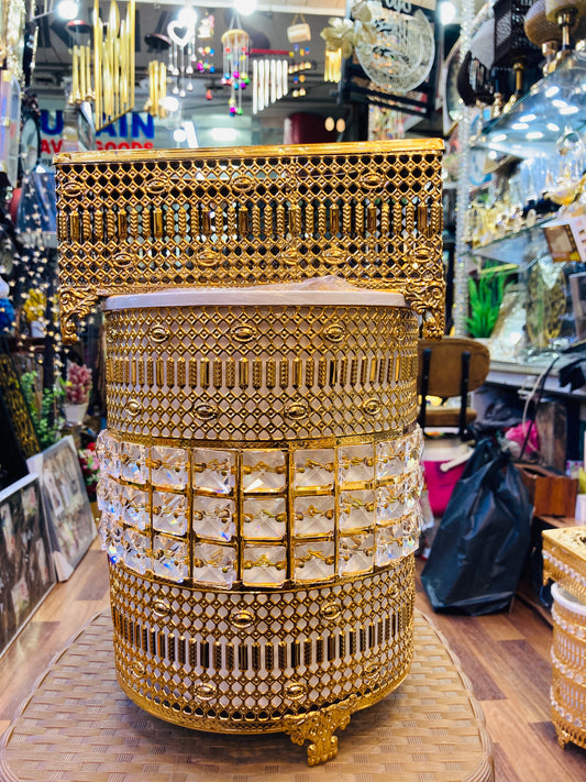 Metal Fancy dustbin and tissue box set