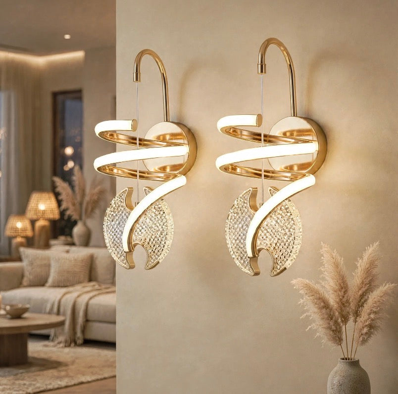 2 Pcs Crystal Spiral Led Wall Lamp