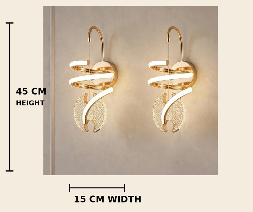 2 Pcs Crystal Spiral Led Wall Lamp