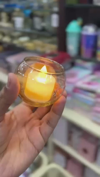 Led Light Warm Glass Candle