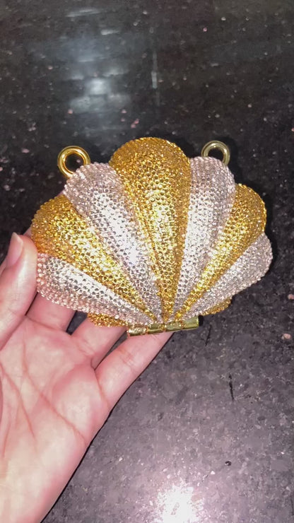 Mini Shell Design Rhinestone Clutch