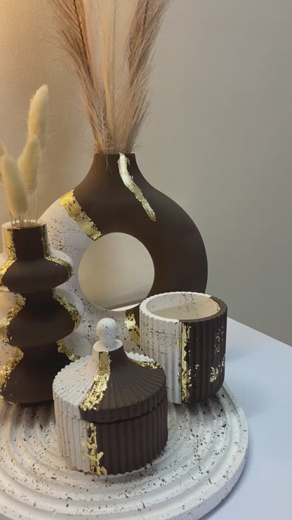 5 Pcs Brown Donut Vase Decor Set