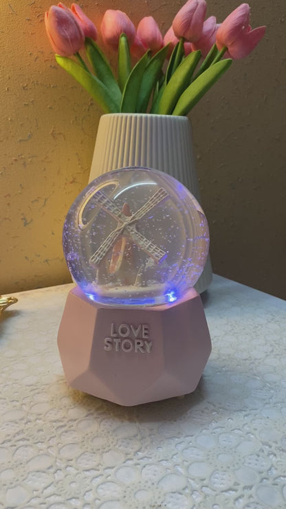 Crystal Ball Snow Globe with Music Box Glowing Light